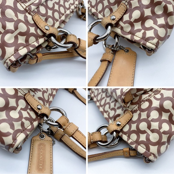 Coach Leah Optic Art Coated Canvas Crossbody Shoulder Bag in Brown Ivory - Picture 7 of 16